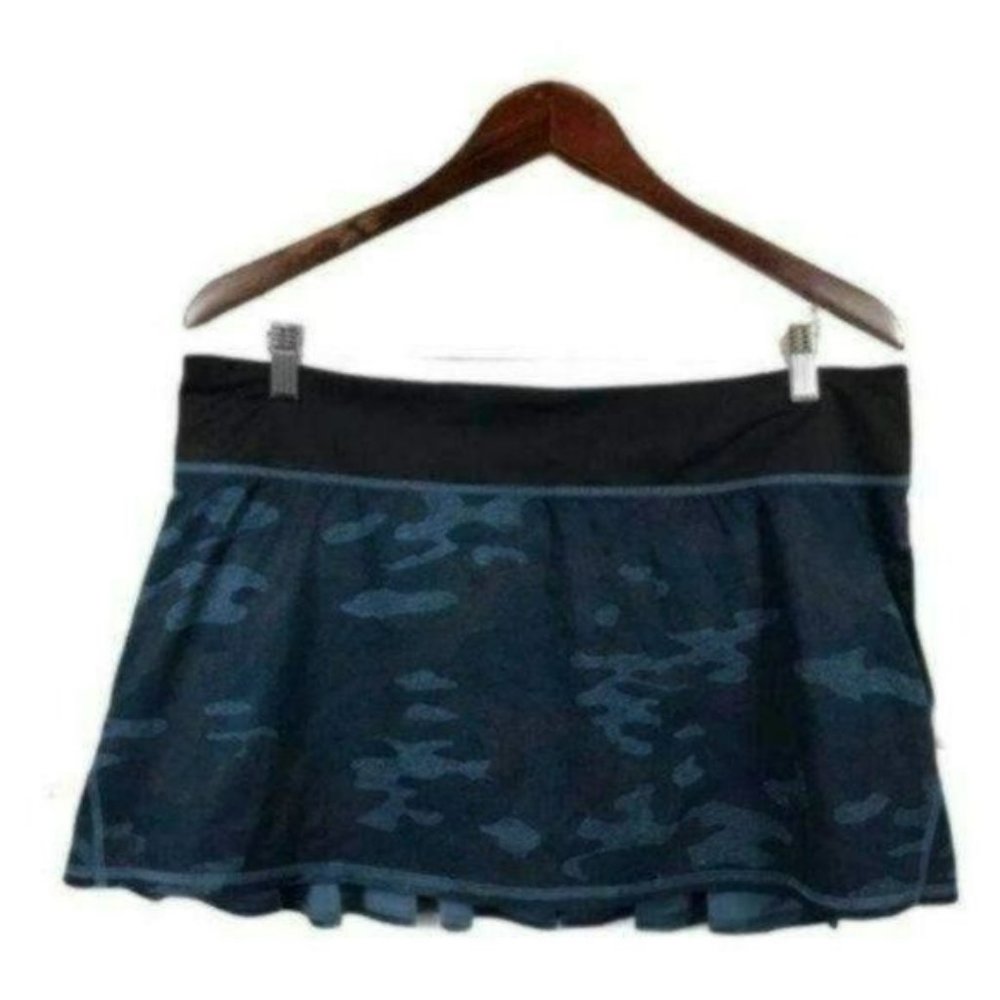 Lululemon Pace Setter Blue Camo Pleated Tennis Skirt, Size 12 Regular New